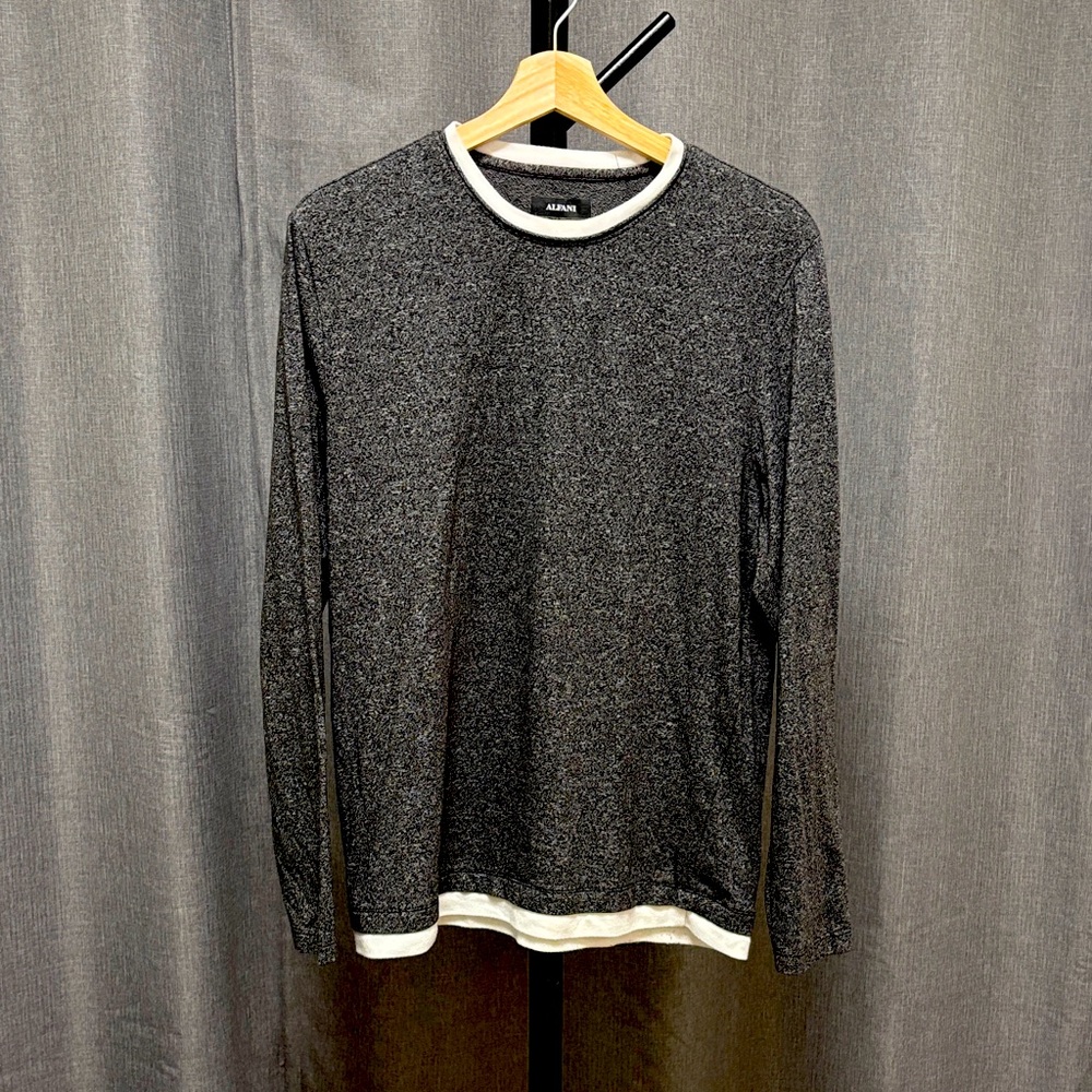 Alfani Charcoal Stretch Top with White Accents
